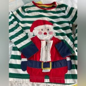 Mini Boden Christmas long-sleeved shirt featuring a Santa